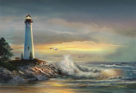 Crisp Point Lighthouse At Sunset Painting By Regina Femrite
