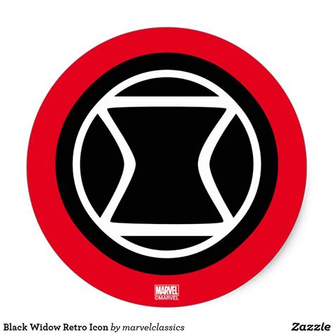 Black Widow Retro Icon Classic Round Sticker Black Widow