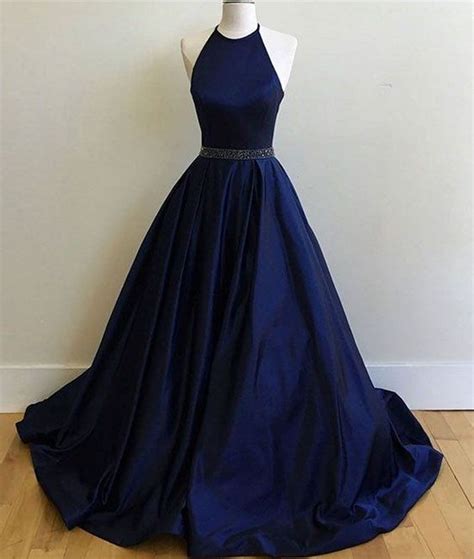 navy blue prom dresses sexy halter backless ball gown beaded prom evening dresses p33 on storenvy