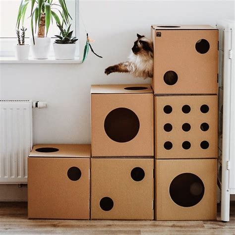 Cardboard 10 Modular Cat House Box Playhouse Furniture Cave Etsy