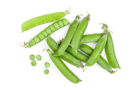 Fresh Green Pea Pod Isolated On White Background Top View Stock Image
