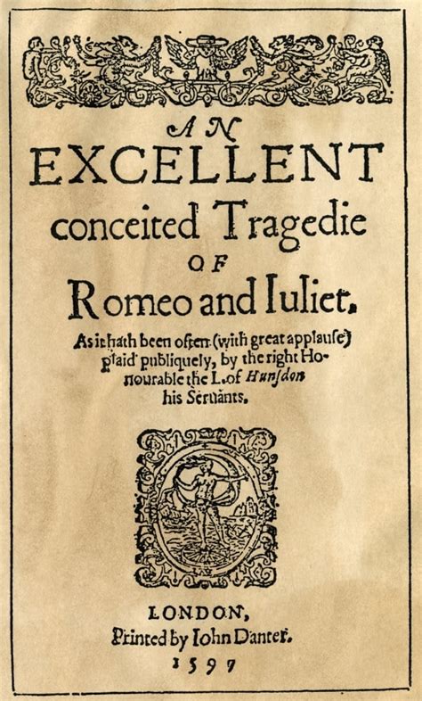 Shakespeare Romeo And Juliet Title Page From The First Publication London