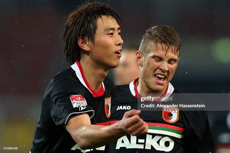 Ja Cheol Koo Of Augsburg Celebrates Scoring His First Team Goal With