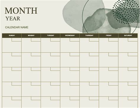 Printable Month Calendar Template