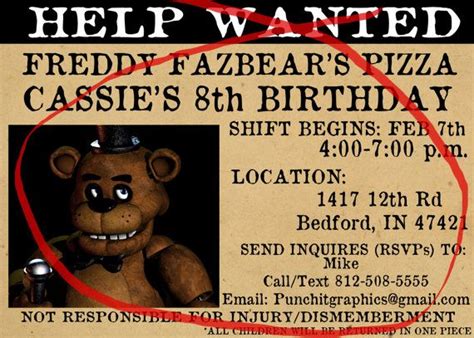 Five Nights At Freddys Help Wanted Custom By Partyanimalinvites 6th
