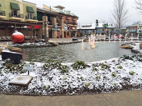 Snow During Winter At The Island In Pigeon Forge Tennessee