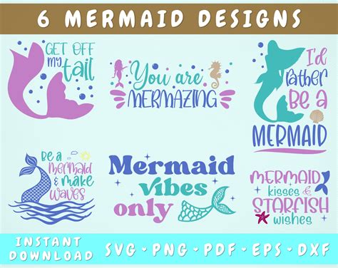 Mermaid Quotes Svg Bundle 6 Designs Mermaid Sayings Svg Etsy