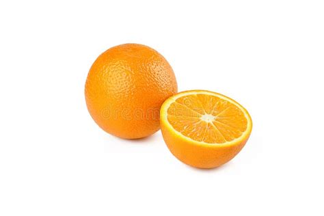 Orange Fruit With Half Isolated On White Background With Clipping Path