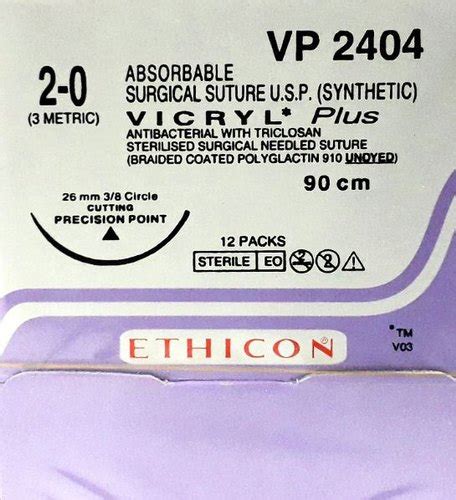 Ethicon Ethico Vicryl Plus Vp2404 Packaging Type 12 Foils Per Box 2