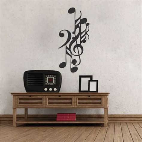 Music Notes Art Wall Decal Wallpaper Treble Bass Clef Note Removable