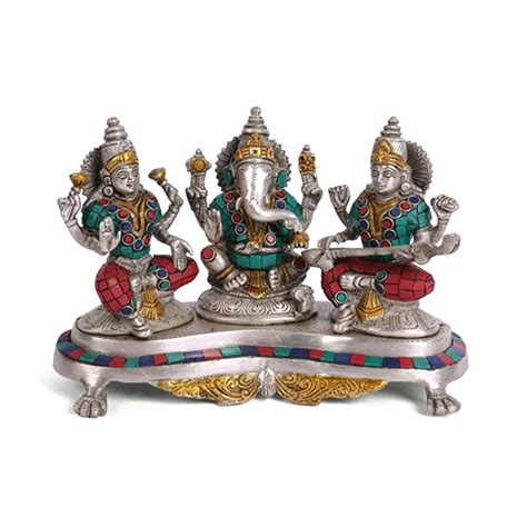 Buy Lakshmi Ganesh Saraswati Statue Brass Figurine Ganpati God Ganesha
