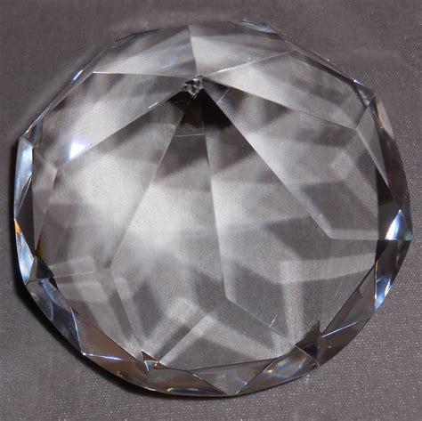 Oleg Cassini Signed Faceted Crystal Clear Vintage Paperweight From