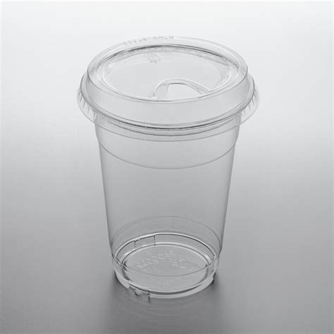 Choice 16 Oz Clear Pet Plastic Cup With Sip Through Lid 50pack