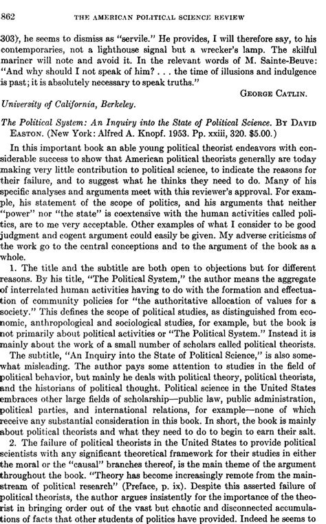 The Political System An Inquiry Into The State Of Political Science
