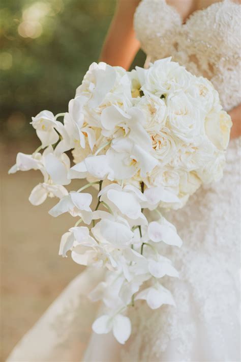 Glamorous White Orchid And Rose Bouquet Classic Wedding Flowers Elegant Wedding Bouquets