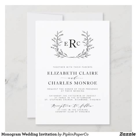 Monogram Wedding Invitation Zazzle Monogram Wedding Invitations