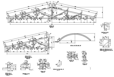 Truss Span Roof Steel Structure Section Cad Drawing Dwg File Cadbull