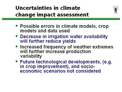 Uncertainties In Climate Change Impact Assessment