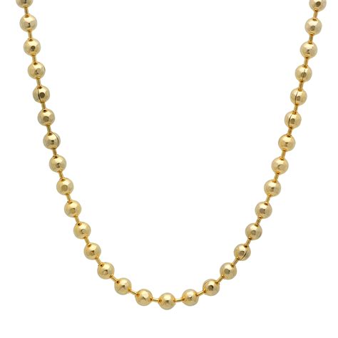 4mm 14k Gold Plated Bead Chain Necklace Ebay