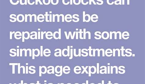 free cuckoo clock repair manual pdf