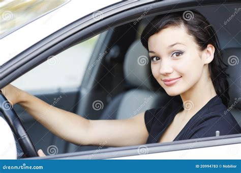 Girl In A Car Stock Image Image Of Cute Caucasian Background 20994783