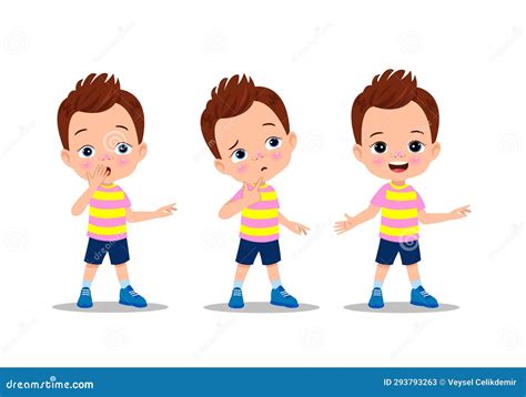 Little Kid With Different Emotions Stock Vector Illustration Of