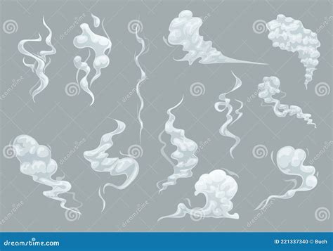 Cartoon Smoke Fog And Clouds Steam And Fume Stock Vector