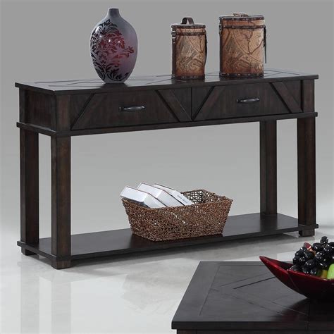 Progressive Furniture Foxcroft Rustic Sofaconsole Table With 2 Drawers