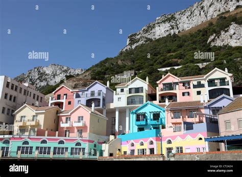 Colorful Buildings At The Catalan Bay Village Gibraltar Stock Photo