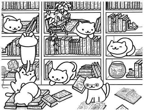 Cozy Cat Library I Draw Nekoatsume Coloring Sheets For My Students