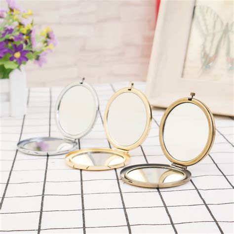 Fashion Round Metal Pocket Makeup Mirrors Portable Cosmetic Mini Mirror