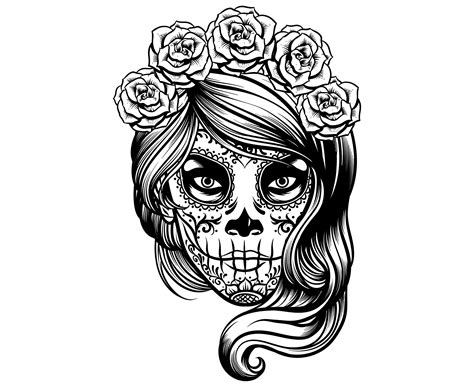 Day Of The Dead Sugar Skull Girl Halloween Mexican Day Etsy