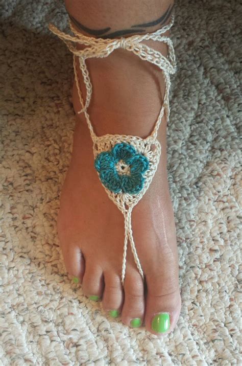 Items Similar To Crochet Barefoot Sandals With Flower Infant Adult