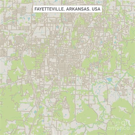 Fayetteville Arkansas Us City Street Map Digital Art By Frank Ramspott