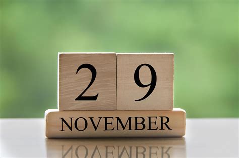 November 29 Calendar Date Text On Wooden Blocks With Copy Space For