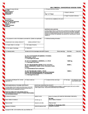 Dangerous Goods Form 2020 2024 Fill And Sign Printable Template Online