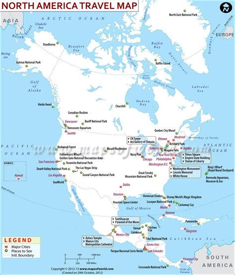 North America Travel Map Facts Tourist Attractions