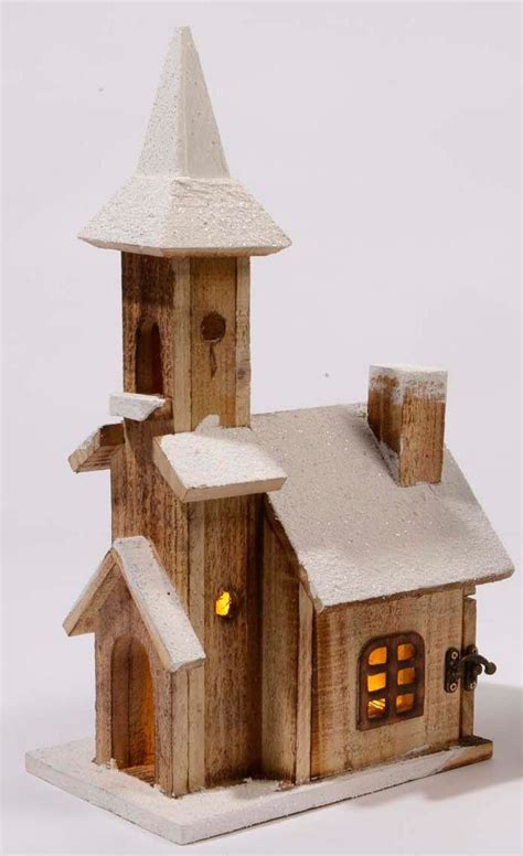 42cm House Rustic Wooden Christmas Village Decoration With 10 Warm