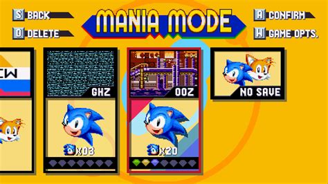 Uniquedifferent Menu Colors Sonic Mania Mods