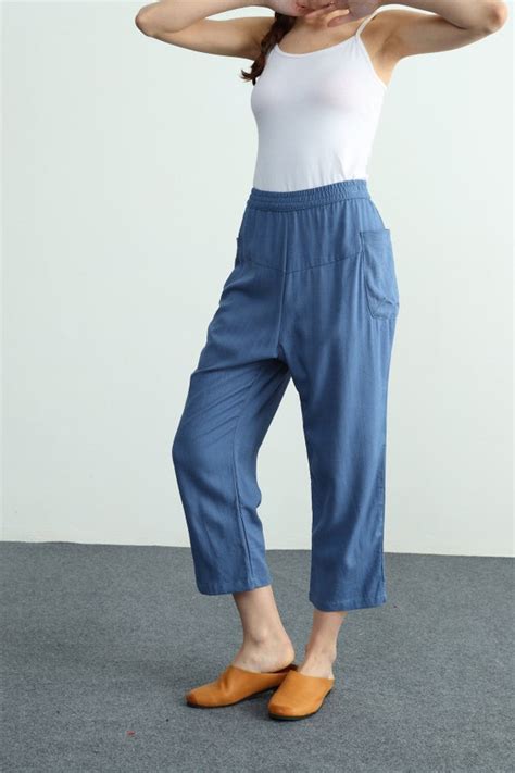Womens Loose Cotton Linen Pants High Waisted Trousers Etsy