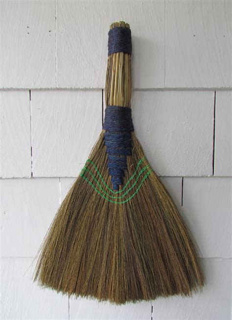 Straw Hand Broom ~ Blue Tirsah Marie Home Boutique
