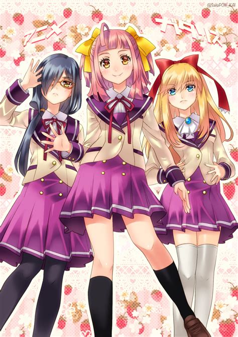 Safebooru 3girls Ahoge Anime Gataris Asagaya Minoa Black Hair Black