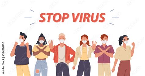 Group Of People Wearing Face Masks Coronavirus Epidemic Protection