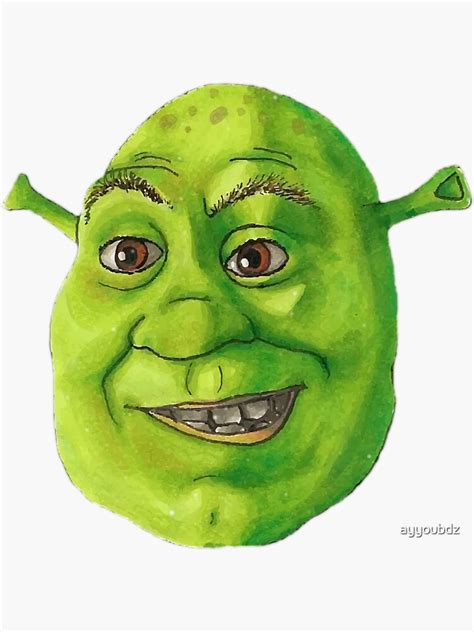 Shrek Face Sticker For Sale By Ayyoubdz Redbubble