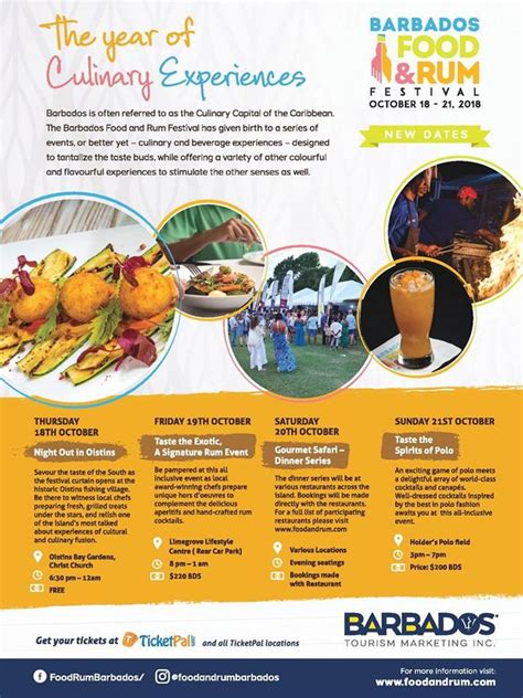 barbados food and rum festival 2018 what s on in barbados 2018 10 18 to 2018 10 21
