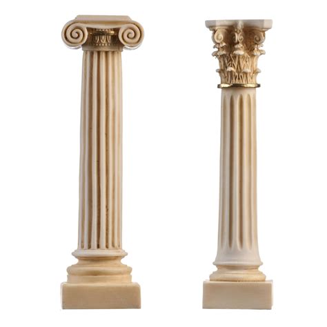 greek column set corinthian ionic order aged architecture alabaster beautiful greek statues