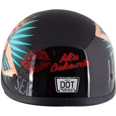 Outlaw Helmets Ht1 Hustler Glossy Black Its Just Sex Motorcycle Half Helmet A230318b08wrxj2p4