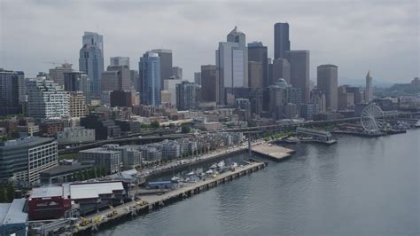 5k Stock Footage Aerial Video Of Downtown Seattle Skyline And Central