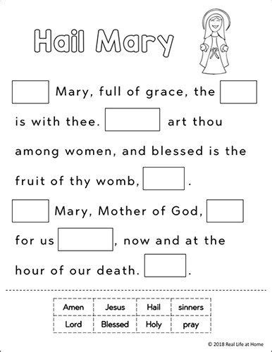 Teach Child How To Read Free Printable Hail Mary Worksheets
