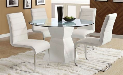 Mauna White Glass Top Round Dining Room Set From Furniture Of America